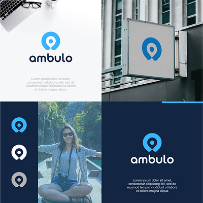 Ambulo aplikasi branding design graphic graphic design logo lokasi pin technology travel vector vektor