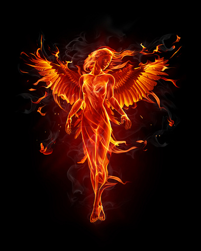 Phoenix 3d angel blender cover fiery fire graphic design illustration phoenix photoshop poster red