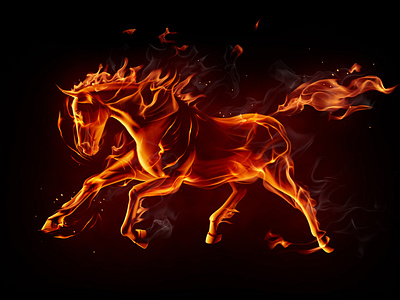 Fiery stallion 3d blender cover fiery fire graphic design horse illustration photoshop poster speed stallion