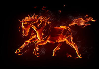 Fiery stallion 3d blender cover fiery fire graphic design horse illustration photoshop poster speed stallion