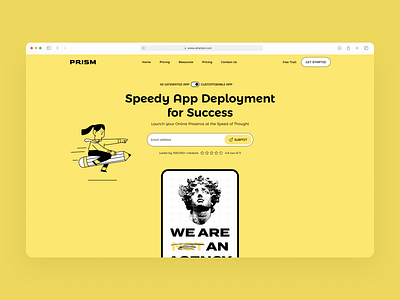 Prism agency app design development newsletter saas website yellow