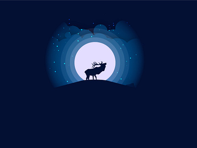 Animal silhouette using Illustrator (Inspired from Tutvid) animal animal silhoutte design effect illustration illustrator moon moonlight ui