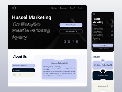 web design for marketing company header marketing mob page purple ui ux web