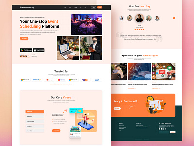 Event booking & event management landing page event booking landing page landing page saas landing page ui design uiux design web design