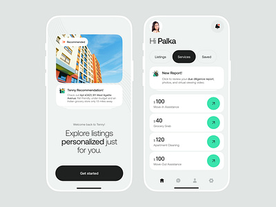 Tenny Ai Real - Estate App UI ai ai app android app app redesign buy property clean home ios ios app design landlord leads generating listing app minimal ui mobile app modern real estate real estate agents rent property renting user interface design