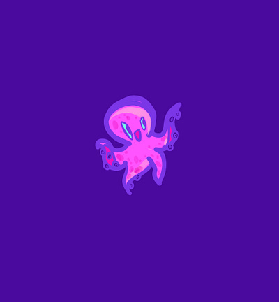 octopus cg cortoon design digital draw illustration octopus paint pink purple sea