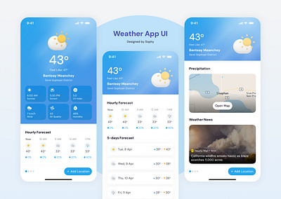 Weather App UI mobile mobile app design ui user interface