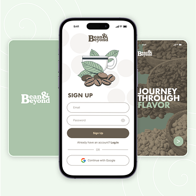 Bean & Beyond Coffee Shop App Sign Up branding coffee coffee shop app daily ui design graphic design mobile app sign up ui ux web design