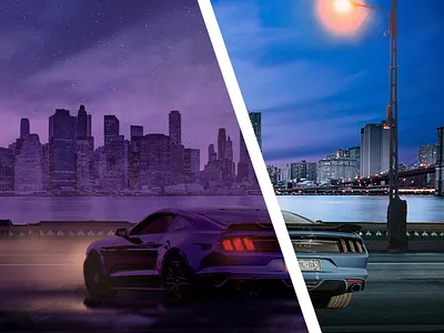 Cinematic Photoshop Manipulation car mustang photoshop