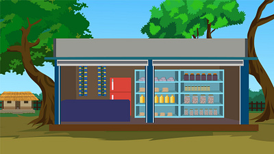 Village grocery shop design. #animation #art #background #design 2d animation background cartoon design grocery illustration india indian landscape market road rural sell shop sky store tree vector village