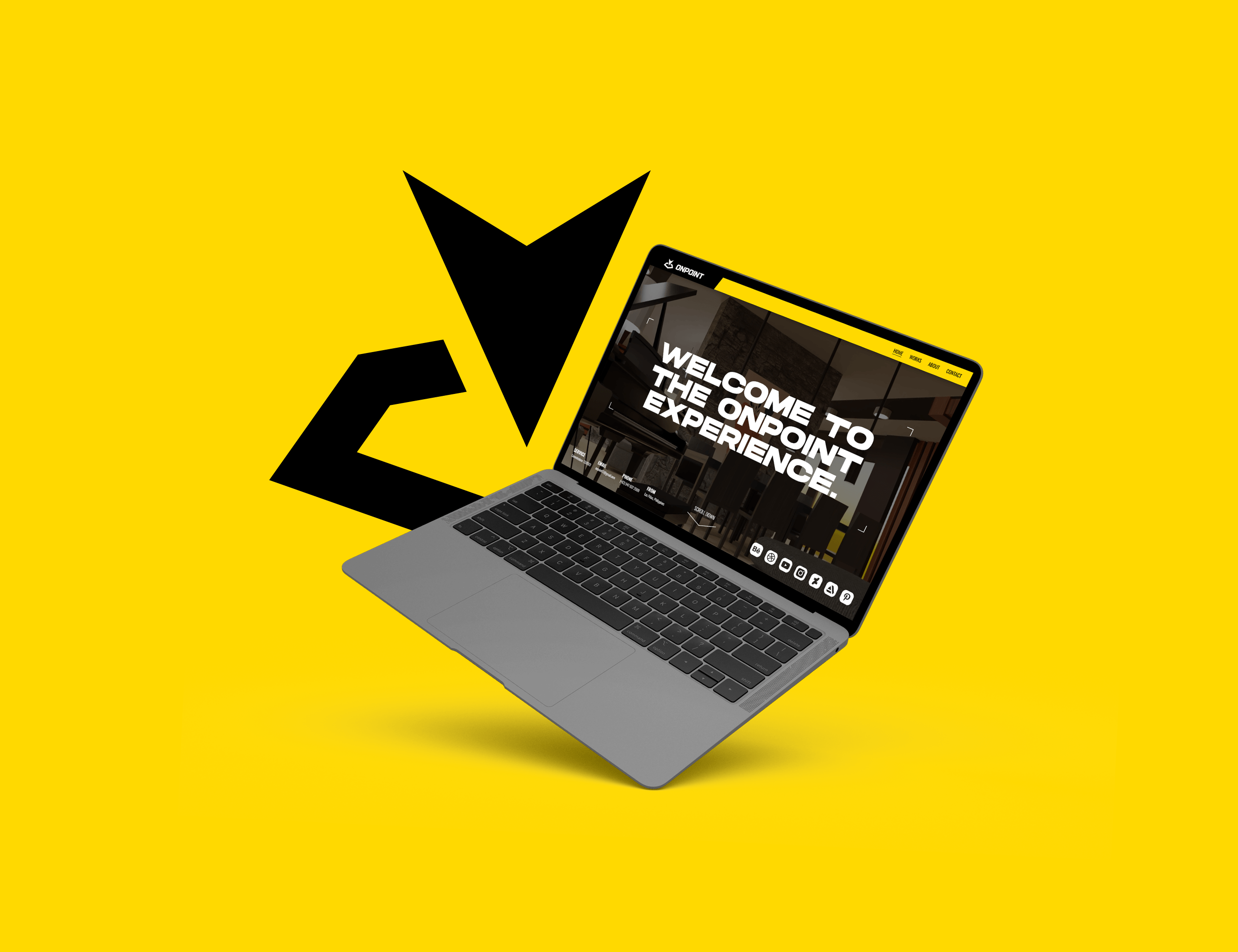 onpoint Branding black brand brand identity branding design graphic design logo logo design logomark mockups onpoint visual identity website white wordmark yellow