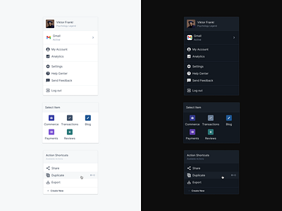 Dropdown Component dark mode dashboard dropdown figma profile ui