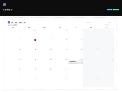 Calendar Component calendar dashboard design system month ui ux