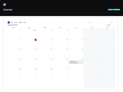 Calendar Component calendar dashboard design system month ui ux