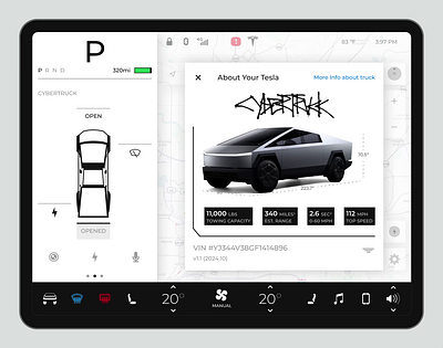 Tesla CYBERTRUCK - Rear display menu concept cybertruck design product design tablet design tesla ui ux
