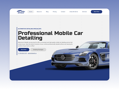 Car Detailing Website Design blue landing page bold design branding car detailing local business website logo mobile car detailing nextjs tailwindcss ui