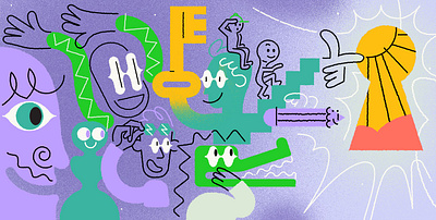 Creative leadership artwork characters creative crocodile design faces green illustration illustrator ilustrace marekehrenberger people procreate purple vector