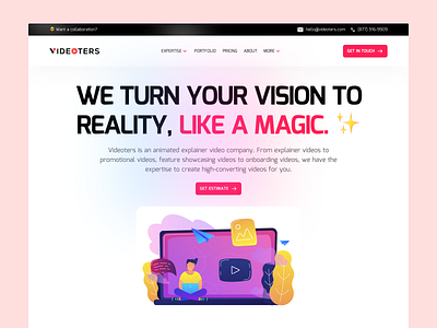 Videoters - Video Editing Service Provider Website creative landing page design ui design uxdesign video editing services website website website ui