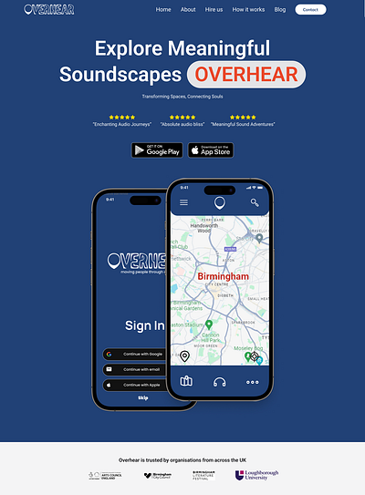 Overhear website for poetry app branding mobile app ui web design