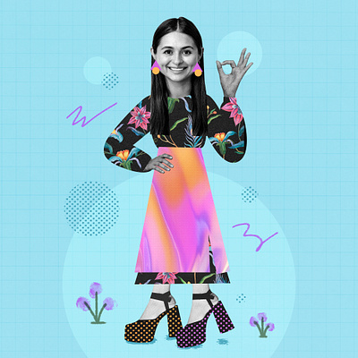 Collage character illustration "Colorful Fashion" animation branding character colagem digital collage collages design illustration logo ui