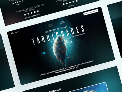 Projet fictif : les Tardigrades cinema ia midjourney movie movies sci fi ui uidesign ux webpage