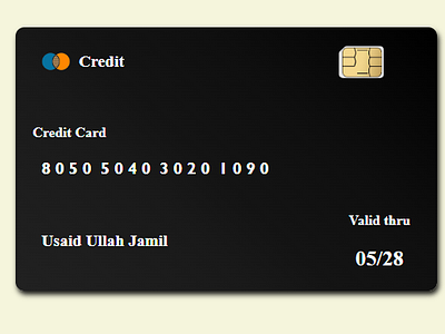 Credit Card using Html, Css credit card css front end development html ui web development