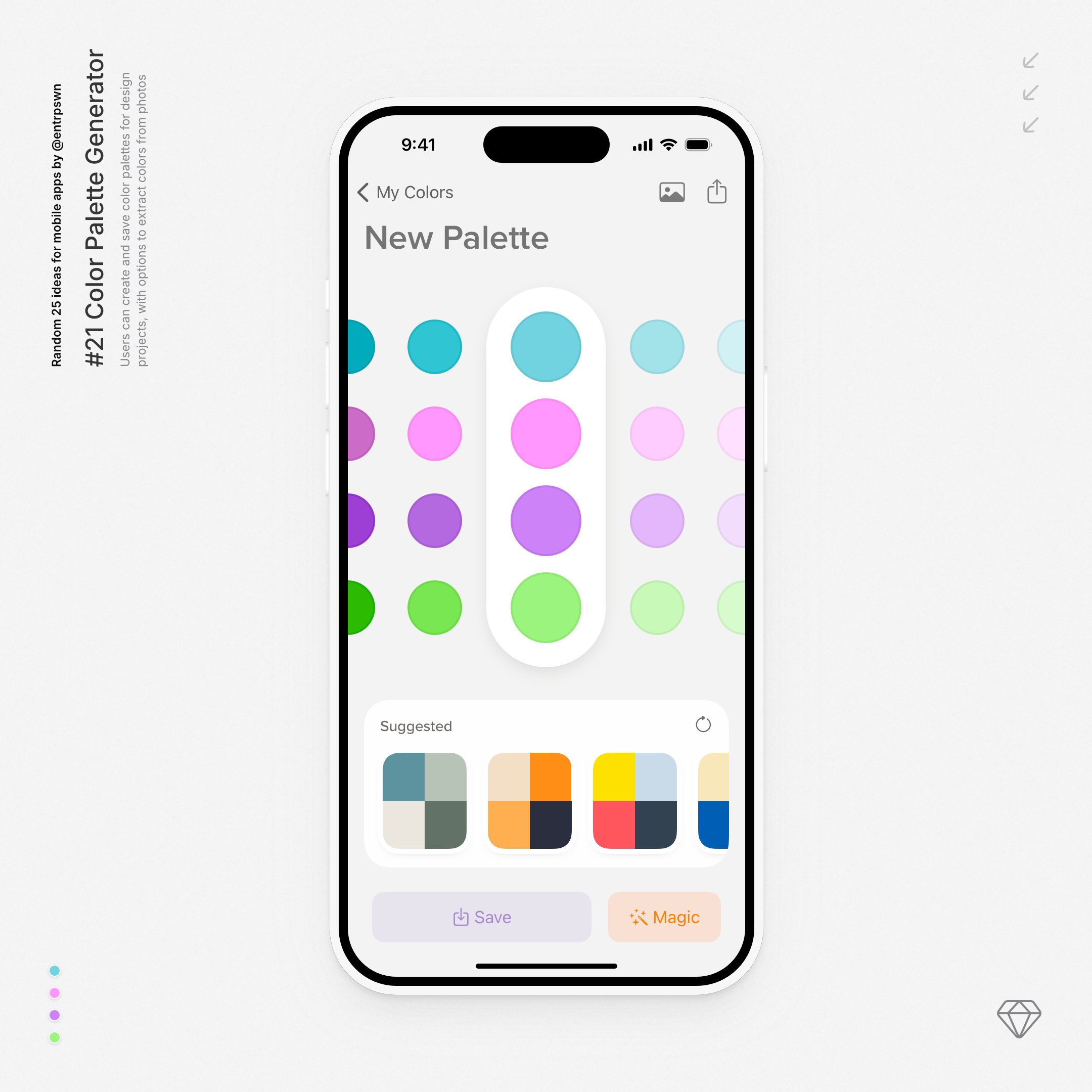 Color Palette Generator app colors daily design ios mobile palette sketch ui