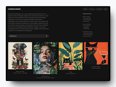 Evobrand Designs - Studio Portfolio Website agency branding design graphic design landing page portfolio studio ui web design website