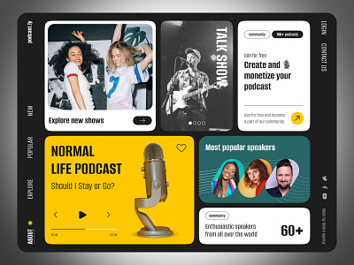 Podcasts platform website design design concept podcast platform ui ui design ux visual design