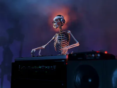Skeleton party 3d animation blender dance dj halloween motion graphics music party skeleton skull