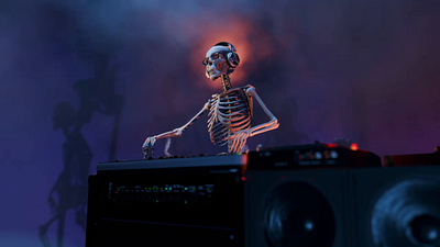 Skeleton party 3d animation blender dance dj halloween motion graphics music party skeleton skull