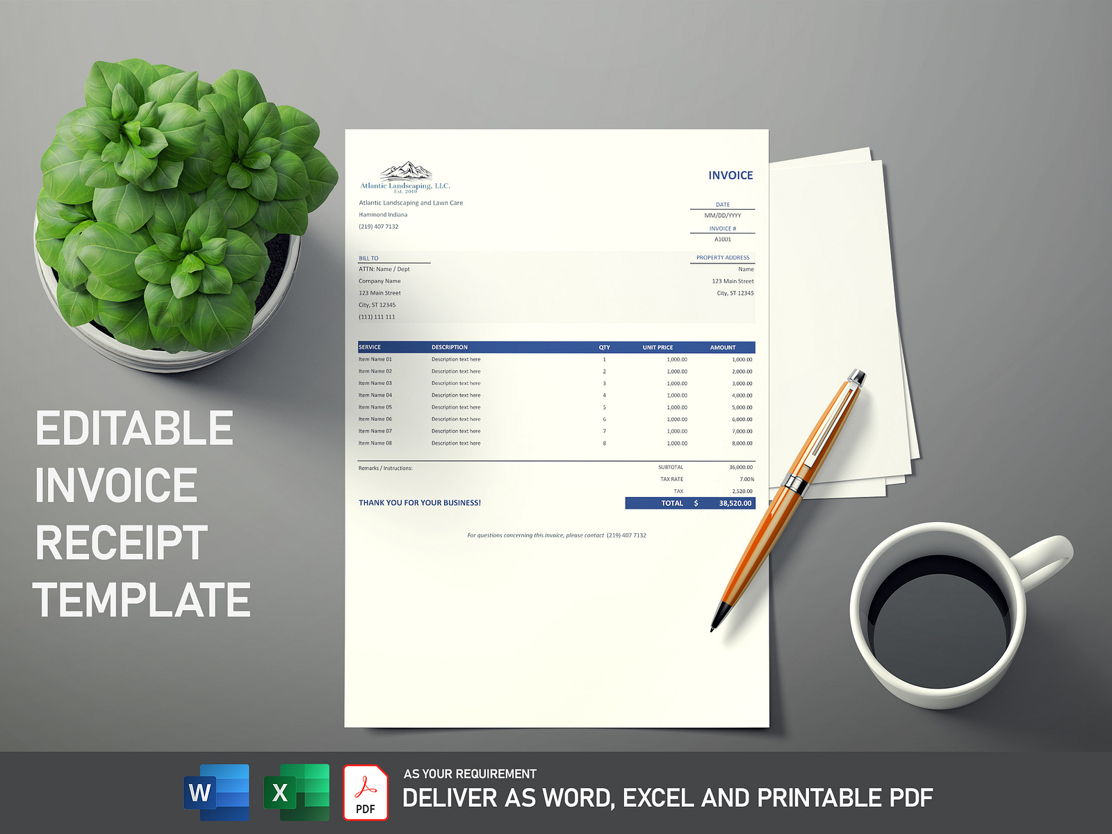 Editable Invoice & Receipt Template | IRS Form 4549 | Tax by Mehedi ...