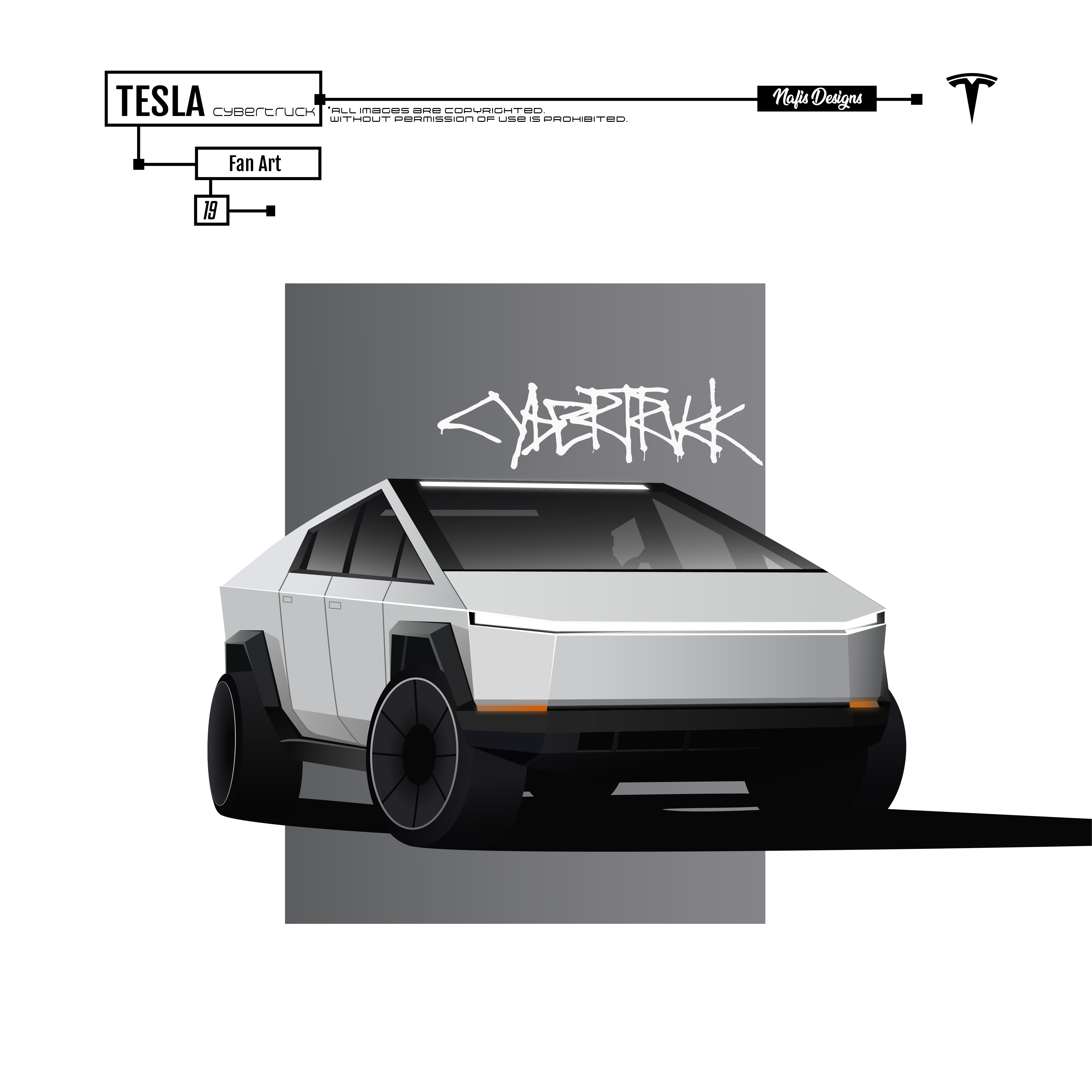 TESLA Cybertruck Illustration animation bangladesh car vector cartton car cybertruck digital work dribblle illustration nafis tesla