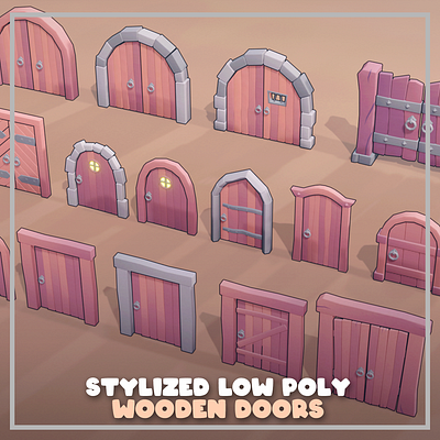 Stylized Low Poly Doors 3d 3d modeling 3dmodeling b3d blender blender3d low poly lowpoly