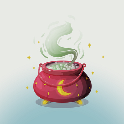 Witch Halloween magic pot. Vector boiler with boiling magic brew cartoon game game design game icon illustration illustration digital vector вектор иллюстрация