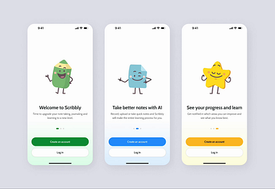 App onboarding - fun and playful animation app design onboarding ui ux