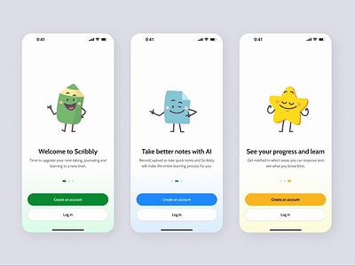 App onboarding - fun and playful animation app design onboarding ui ux