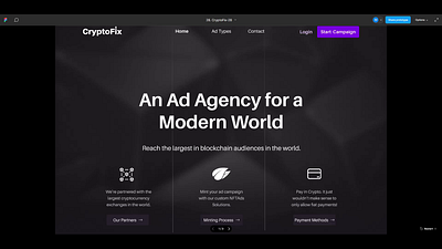Using Hover technique for an agency ad website design. hover landing page design ui