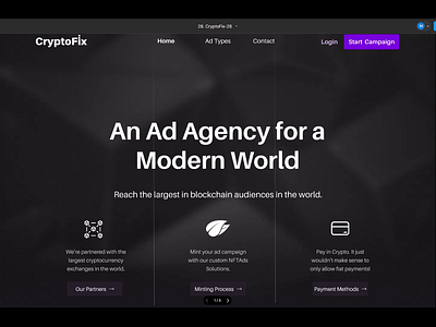 Using Hover technique for an agency ad website design. hover landing page design ui