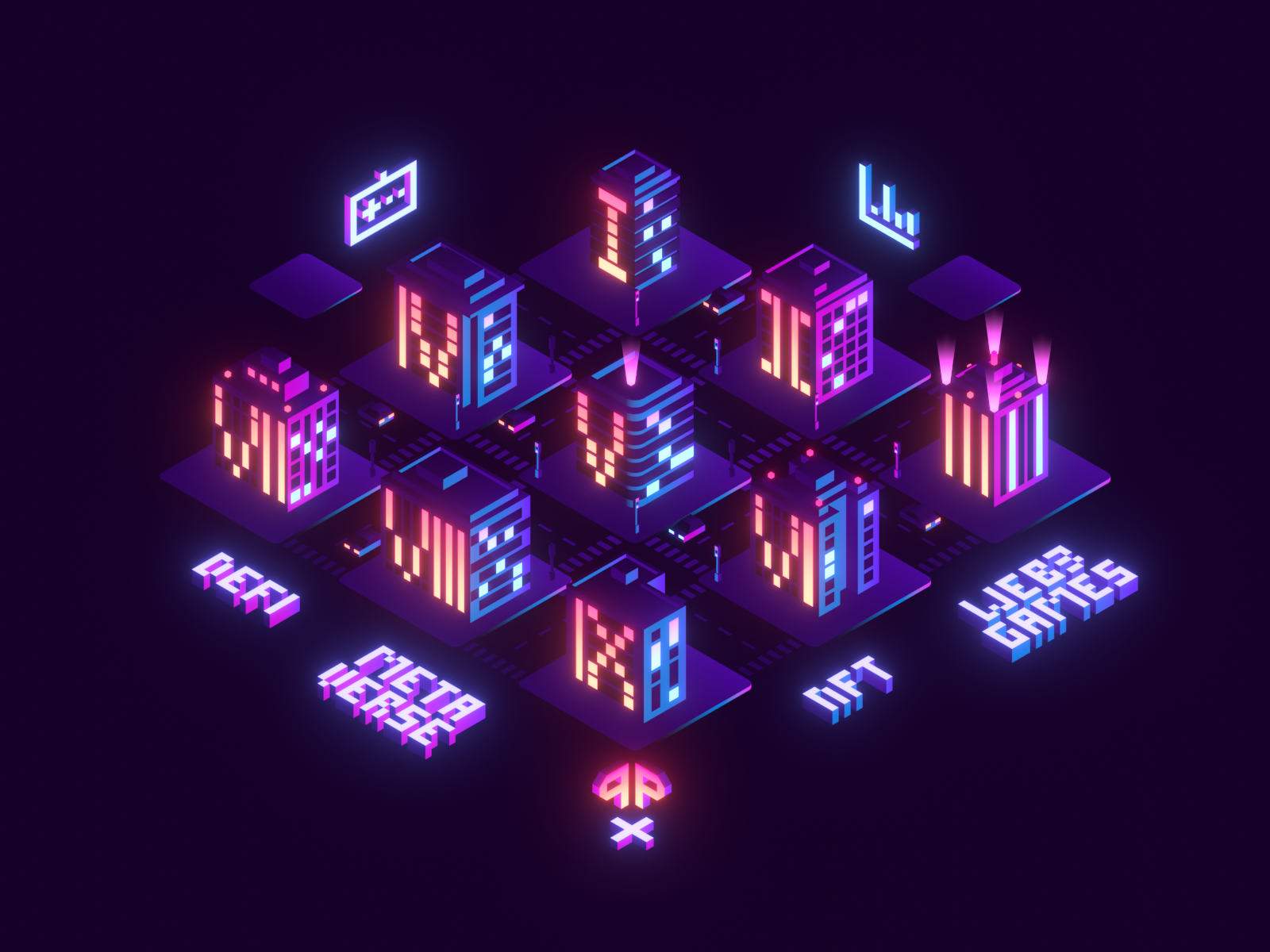 Isometric City Illustration, Social Media Design 3d blender3d branding cgi city graphic design ill illustration isometric logo