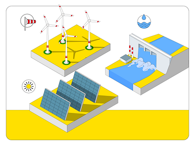 Infographic elements energy energy hydro power illustration isometric minimalist solar power wind power