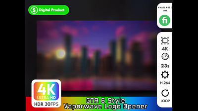 4K GTA 6 Style Vaporwave Logo Intro : Vice City / VI afte effects fiverr grand theft auto gta logo opener rockstar template