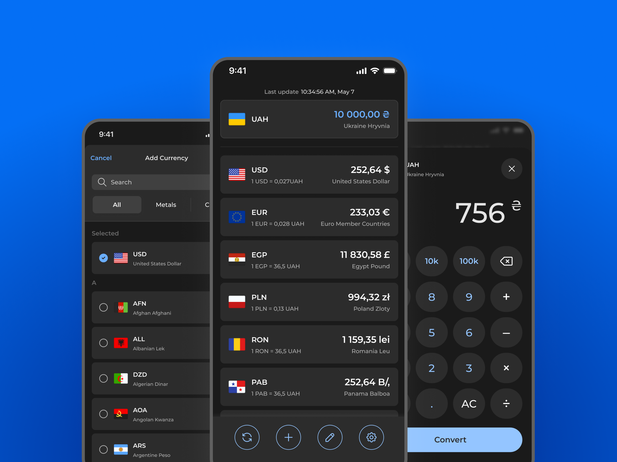 Currency Converter - Mobile App currency currency converter dark theme ios ios app mobile app mobile app dark theme money product design ui ux uxui