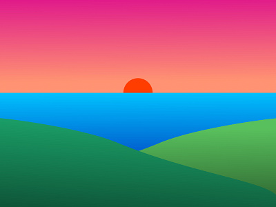 Gradient sunset daily drawing design vector vector design