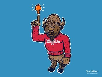 Buffalo Wing Tee bills bison buffalo buffalo chicken wing buffalo ny chicken wings illustration illustrator new york upstate new york upstate ny