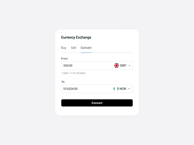 Currency exchange widget graphic design ui