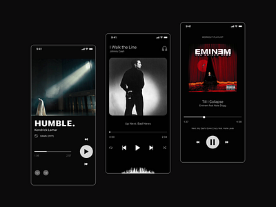 Music App Interface Concept app clean design digital design eminem inspiration interface interface design johnny cash kendrick lamar minimal mobile mobile app mobile app ui mobile design music music app music app design ui ux