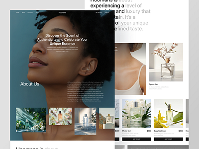 Hoomans - Fragrance Landing Page aroma beauty website catalogue clean design ecommerce fragrance fragrance store fragrances landing page minimalist online shop online store parfume product product page shopify ui ux website