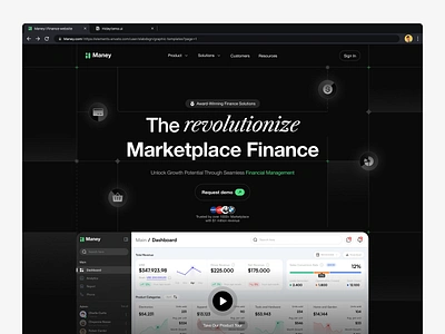 Maney - Finance website landing page b2b dark mode dashboard detailed finance graphic design hidaytama landing page money saas slabdsgn uiux web design website