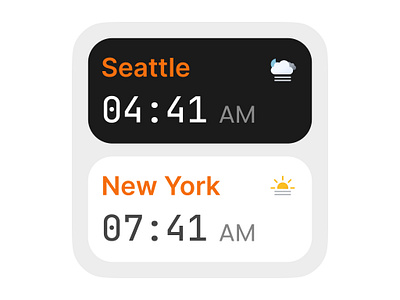 Timezone Widget with weather info design ui widget